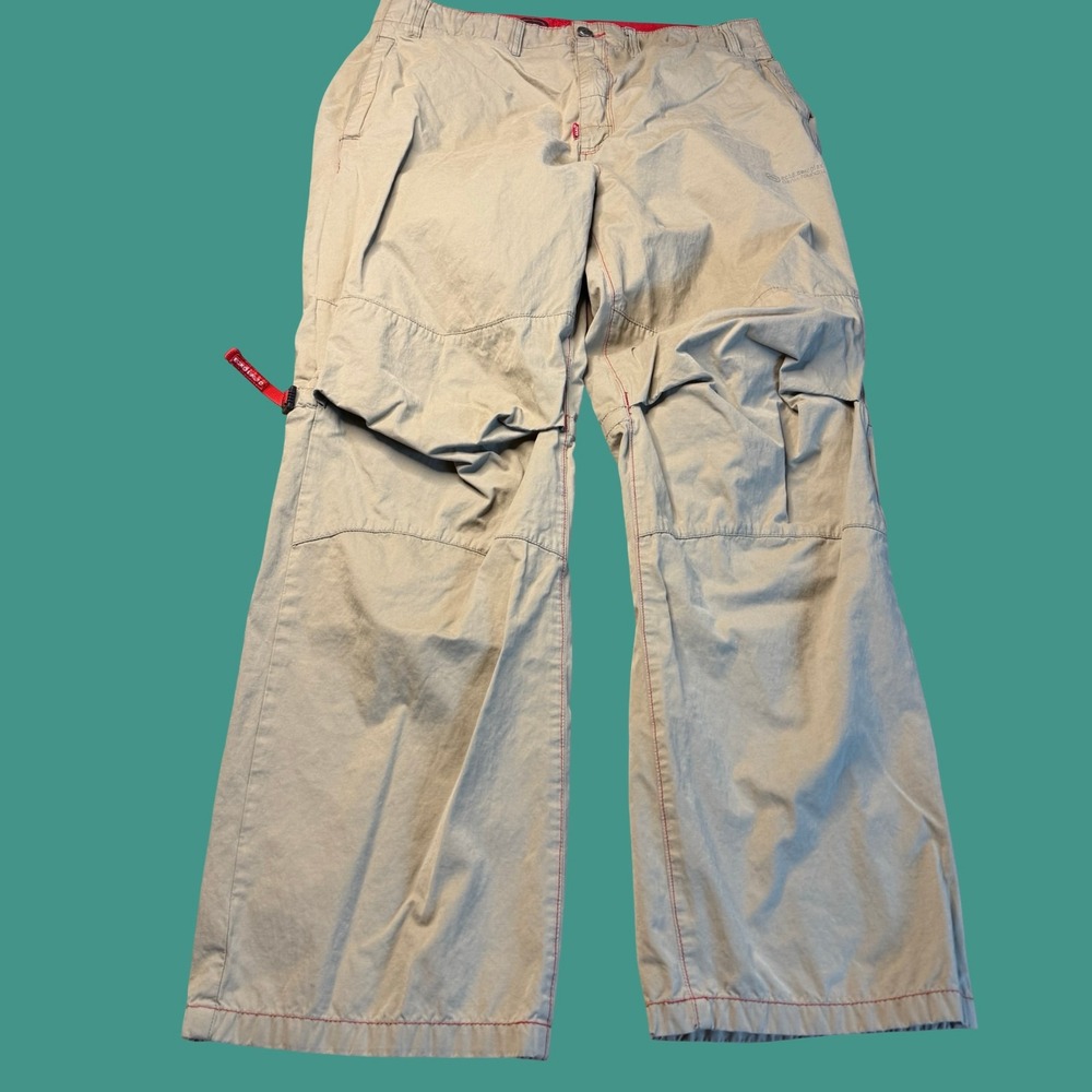 Ecko Unltd Pants Size 36 Tan Khaki Tech Baggy Zip Strap Knee Y2K Streetwear
